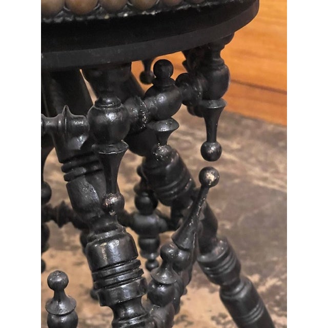 English Regency Ebonized Stool With Scalamandre Tiger Velvet For Sale - Image 4 of 6