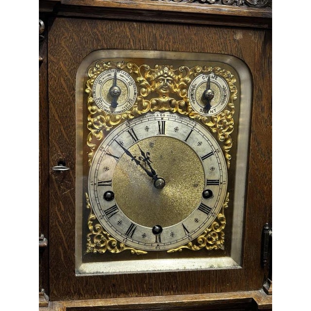 Large victorian oak westminster chime clock retailed at mappin & webb, london. Made by winterhalder & hoffmier and...