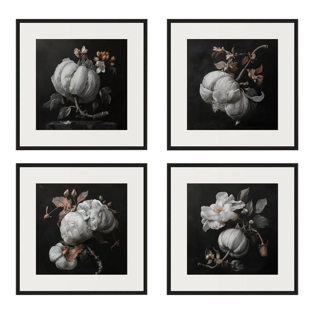 Set of 4 - Art Wall Installation 40" X 40" - 'Blossoming Flowers' - Limited Edition Botanical Photograph Prints For Sale