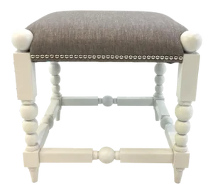 Transitional White and Gray Julianne Ottoman