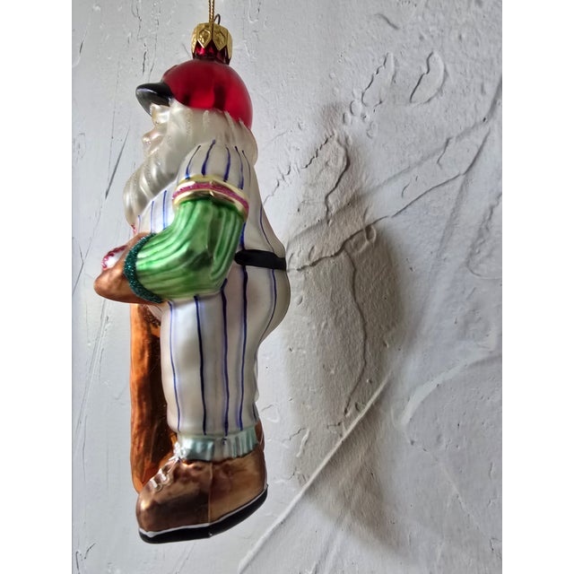 1990s 1990s Authentic Inge-Glas Germany Hand-Blown Glass Baseball Santa Ornament For Sale - Image 5 of 10