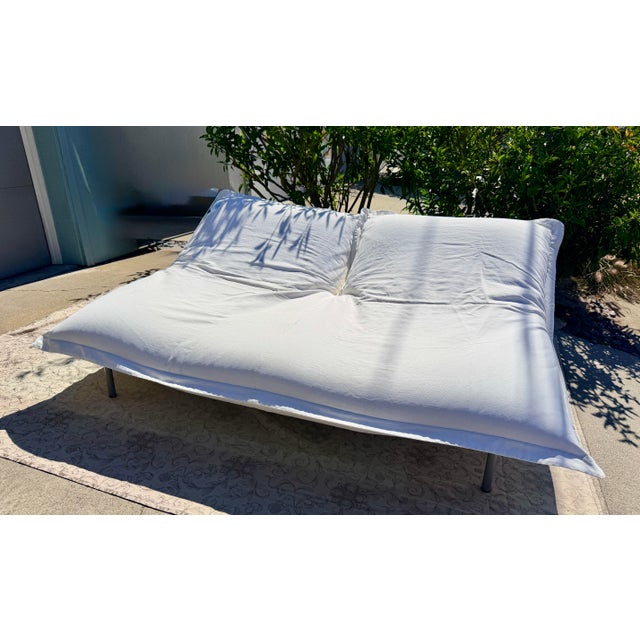 Contemporary Vintage Calin Lignet Love Seat Pillow Style Recliner Made in France Attributed to Ligne Roset For Sale - Image 3 of 12