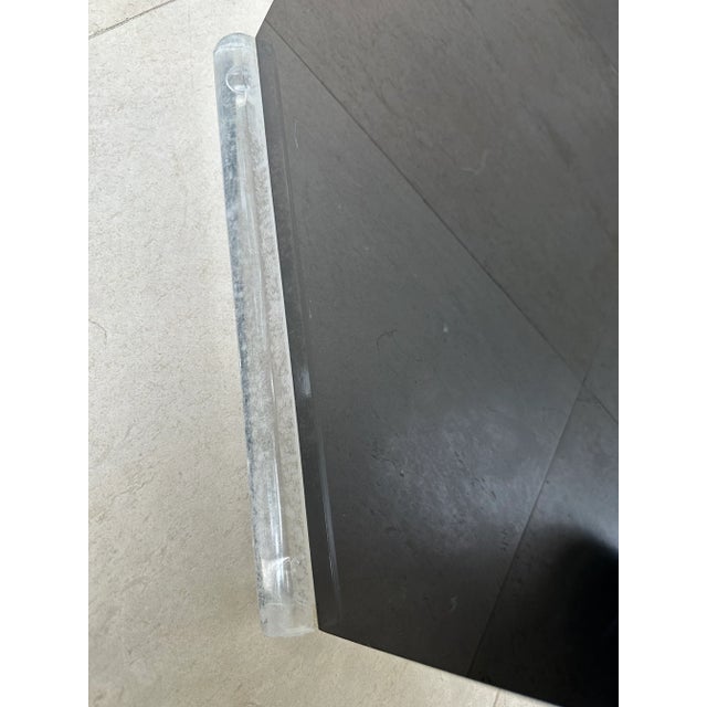 Black Vintage 1980’s Black Acrylic Stool /Bench For Sale - Image 8 of 12