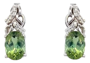 Natural Tourmaline Diamond Earrings 14k White Gold 1.57 TCW Certified