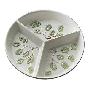 Vintage Noritake Holly and Berry 3-Part Divided Server