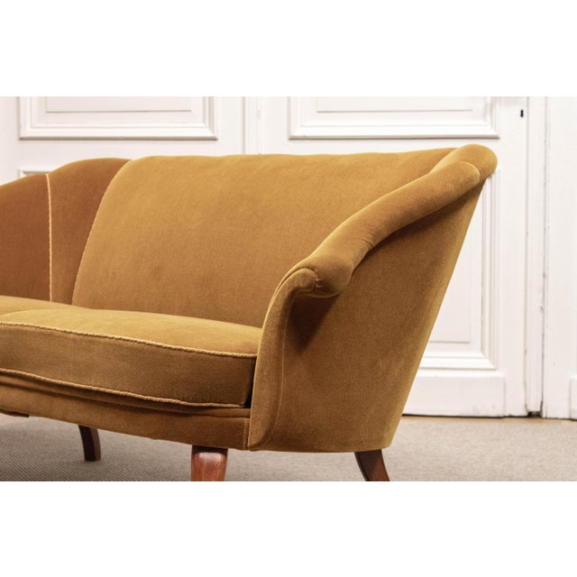 Swedish Two-Seater Sofa in Bronze-Coloured Velour, 1940s For Sale - Image 6 of 8