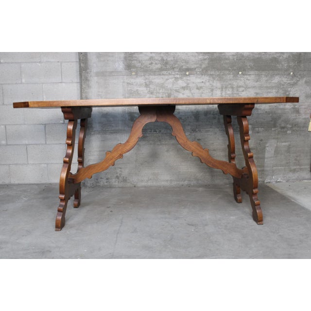 Refectory-Style Table in Light Walnut, Early 1900s For Sale - Image 6 of 8