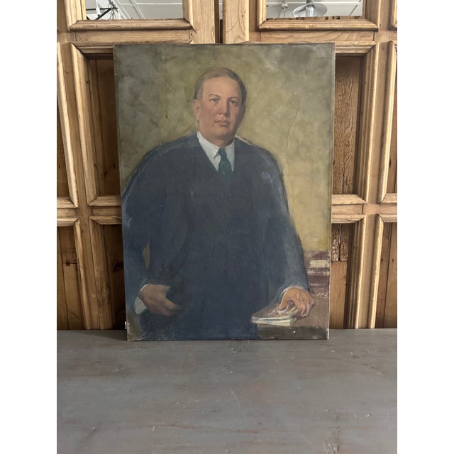 Original oil on canvas portrait by listed American artist Frank Tolles Chamberlin (1873–1961). Born in Chelsea,...