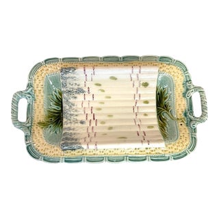 Early 20th Century Majolica Asparagus Platter For Sale