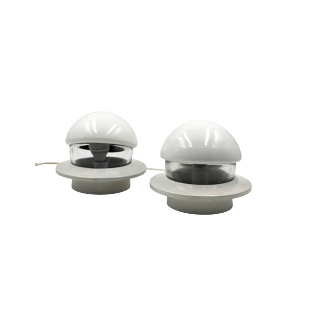 Metal 1970s Space Age Bedside Table Lamps, Italy - Set of 2 For Sale - Image 7 of 10