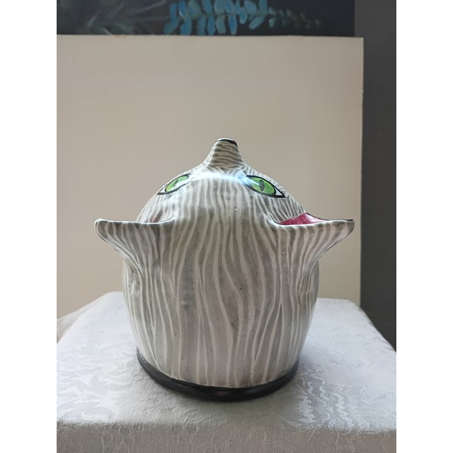 Green Desiree Warren "Ardyth" Ceramic Cat Head Vessel – "Ed" For Sale - Image 8 of 8