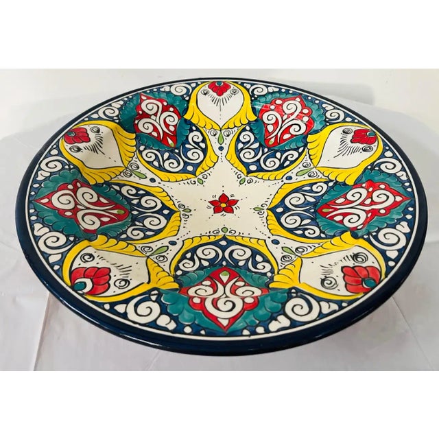 Ceramic Large Boho Chic Figural Design Hand Painted Pottery Center Piece or Plate For Sale - Image 7 of 8