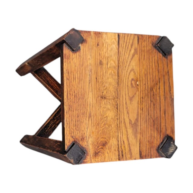 Early 20th C Arts & Crafts Mission Tiger Oak Side Table – Square Top For Sale - Image 10 of 11