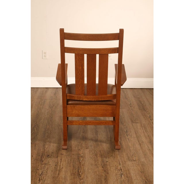 Stickley Mission Collection Harvey Ellis Oak Rocking Chair For Sale - Image 14 of 18