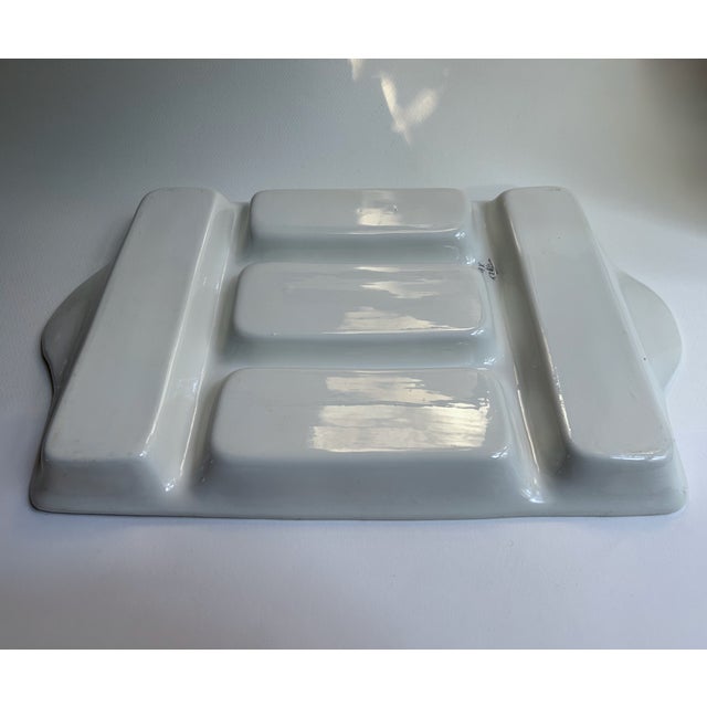 White Mid 20th Century Italian Modern Hand Painted Handled Art Pottery Tray For Sale - Image 8 of 18