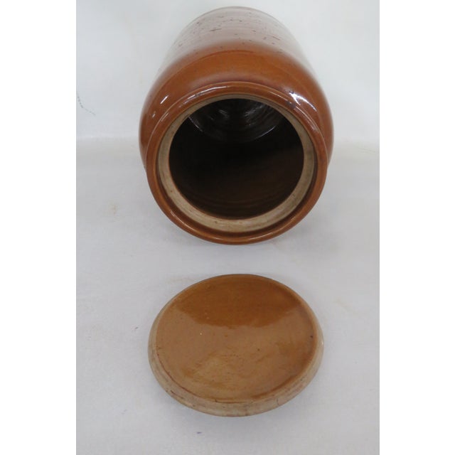 Victorian England Stoneware Pottery Canning Pickling Jar With a Lid 4341b For Sale - Image 4 of 12