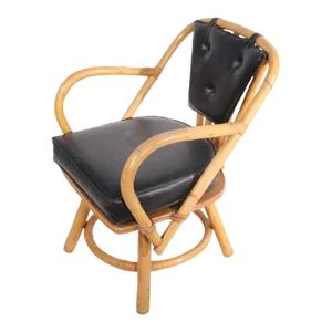 Bamboo Swivel Lounge Chair Att. To Henry Olko