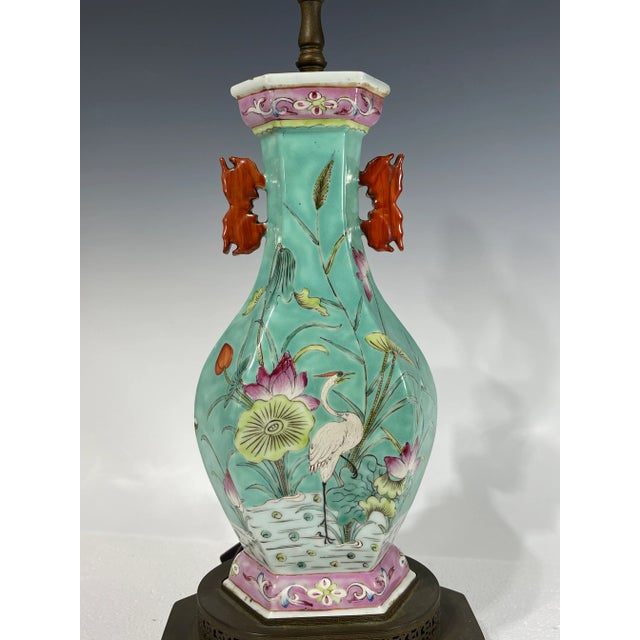 19th Century Antique Chinese Light Green Porcelain Lamp For Sale - Image 5 of 9