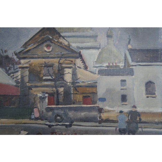 1950s Mid 20th Century "The Church" Impressionist Style Landscape Oil Painting by Antoine Burger For Sale - Image 5 of 11