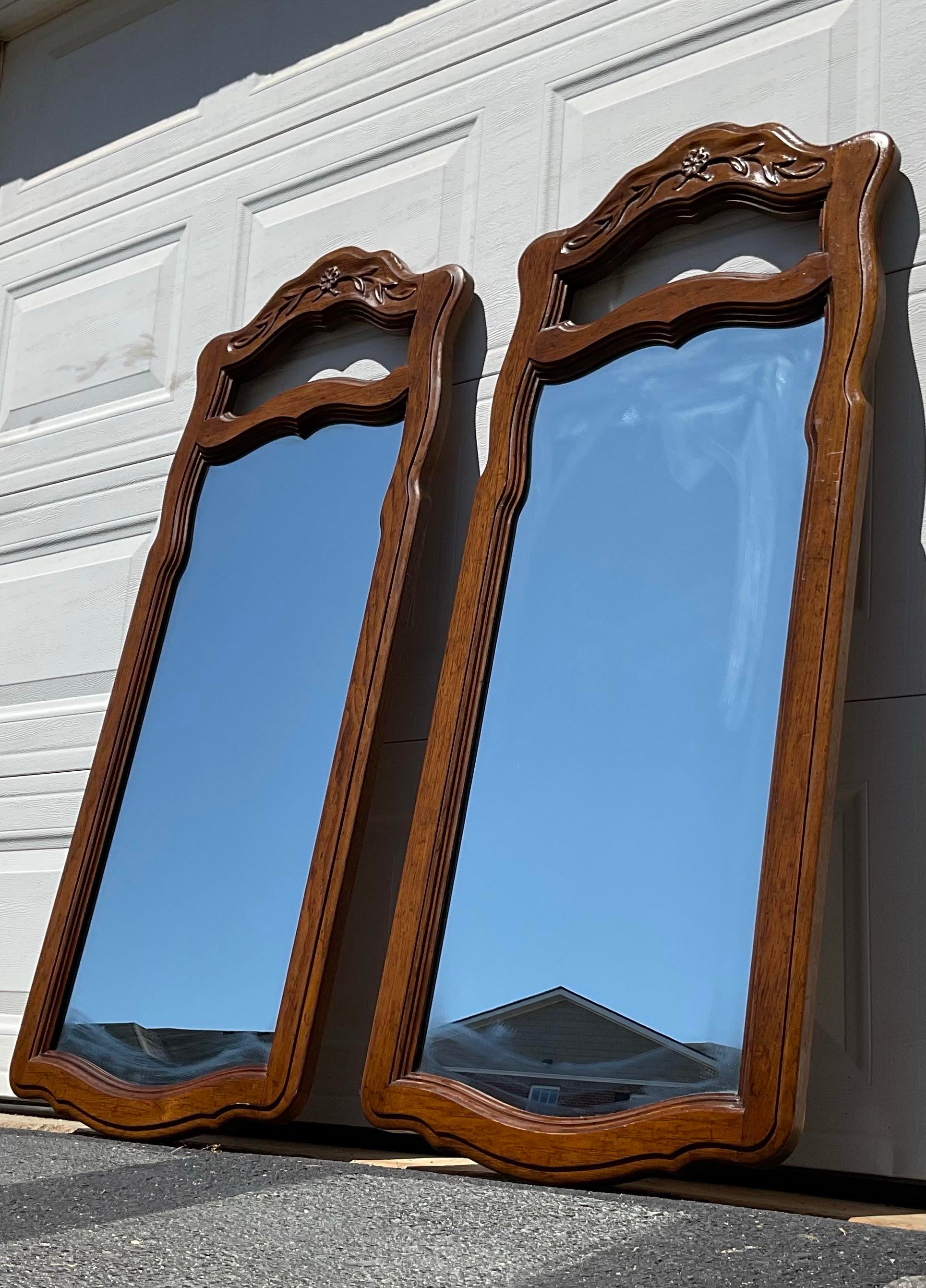 Pair of Vintage Drexel Heritage French Provincial Fruitwood Carved