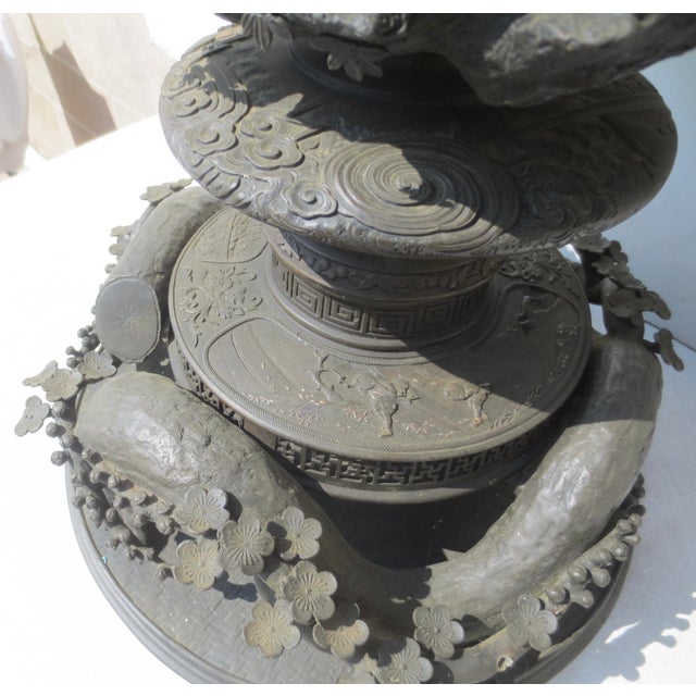 Massive Meiji Bronze Temple Urn 19th Century For Sale - Image 4 of 17