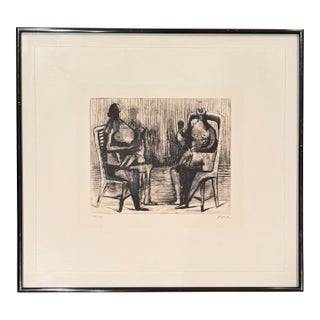 Henry Moore Two Seated Figures with Children 1976 For Sale