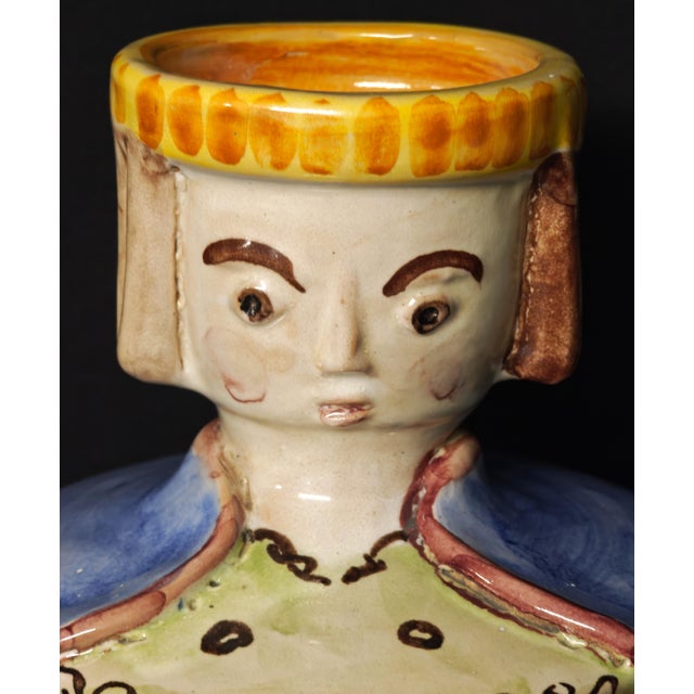 Majolica Ceramic Female Figure Bottle from CAS Vietri, 1960s For Sale - Image 3 of 12