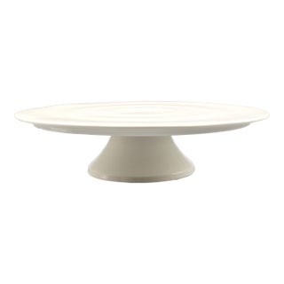 Antique French White Ironstone Cake Stand on Pedestal, Modernist For Sale