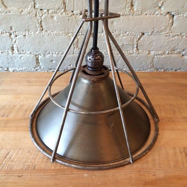 1940s Set of 3 Custom Industrial Gunmetal and Brushed Steel Pendant Lights For Sale In New York - Image 6 of 9