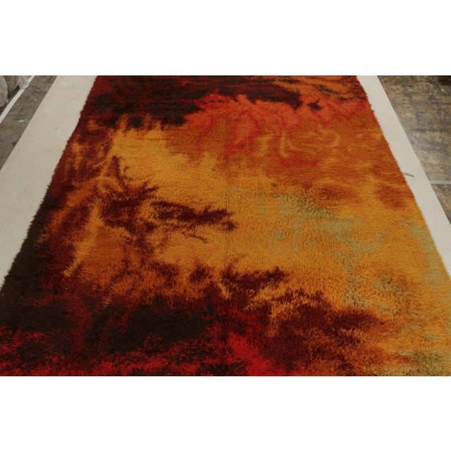 Mid-Century Modern Vintage Ege Rya Scandinavian Rug in a Fiery Abstract Pattern by Rug & Kilim For Sale - Image 3 of 7