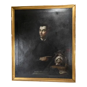 18th Century Italian Old Master Memento Mori Portrait Painting of a Padre