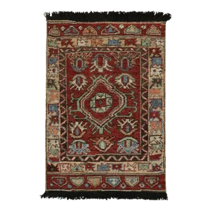 2010s Rug & Kilim’s Antique Tribal Style Rug in Red With Geometric Patterns