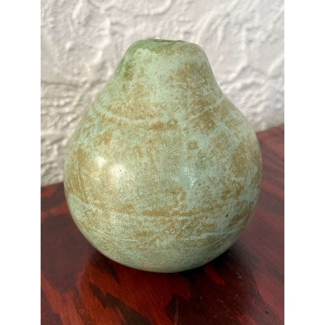 Contemporary Vintage Verdigris Patinated Metal Pear Sculpture For Sale - Image 3 of 7