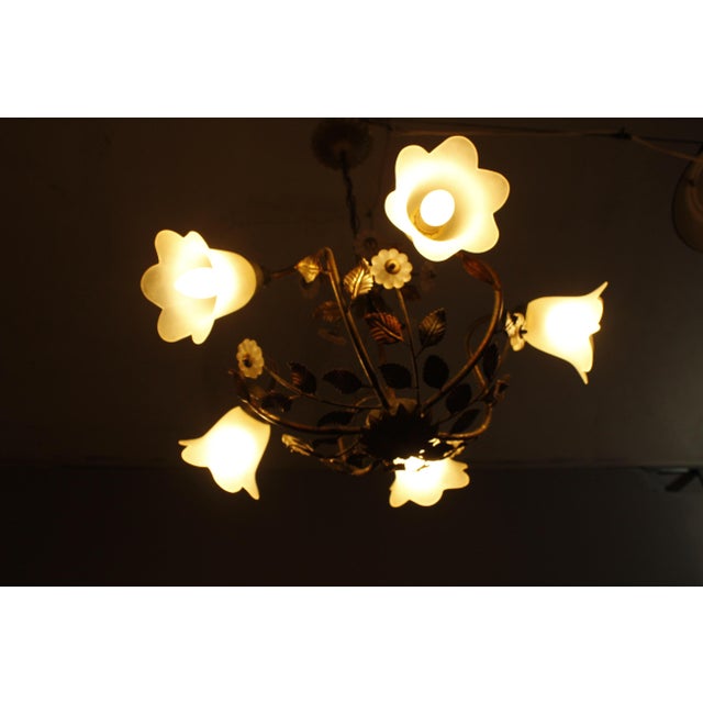 Gold Vintage Floral Pendant Light from w.müller-münchen 1980s For Sale - Image 8 of 10