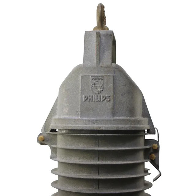 Original dutch philips industrial pendant. Hdk 250 black enamel shade with white interior cast aluminium top e27 / e26...