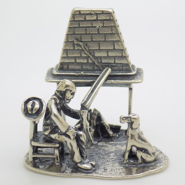 Vintage Italian Silver Hunter with Dog Fireplace Miniature Figurine, 1970s For Sale - Image 14 of 14