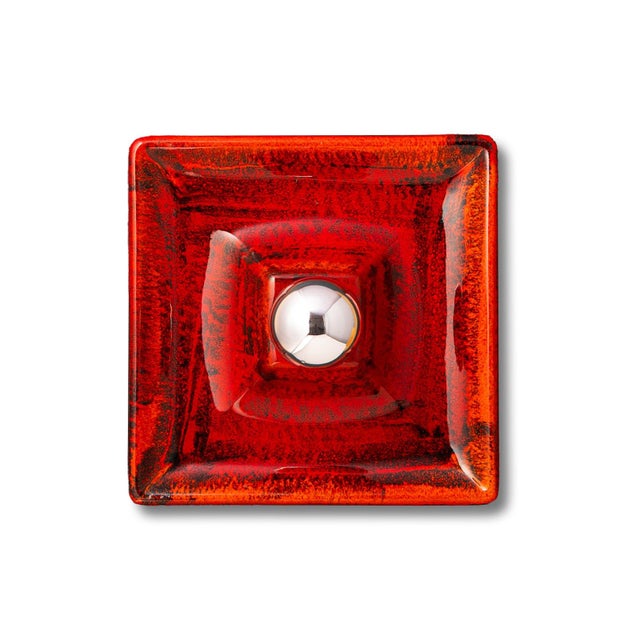 1970s Red Orange Fat Lava Ceramic Wall or Ceiling Lights from Hustadt Leuchten, Germany, 1970s, Set of 2 For Sale - Image 5 of 14