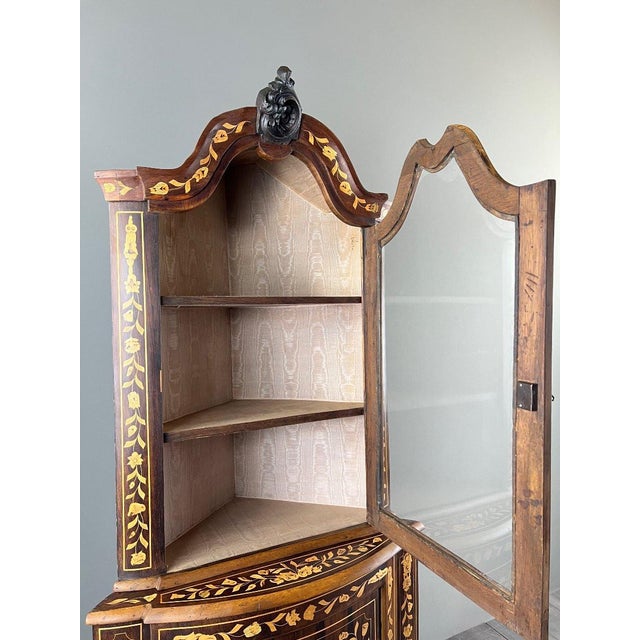 19th Century Inlaid Corner Display Cabinet For Sale - Image 4 of 13