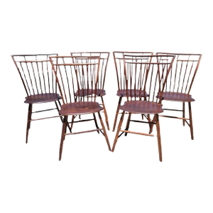 19th Century Early Set of Bird Cage Windsor Chairs- Set of 6