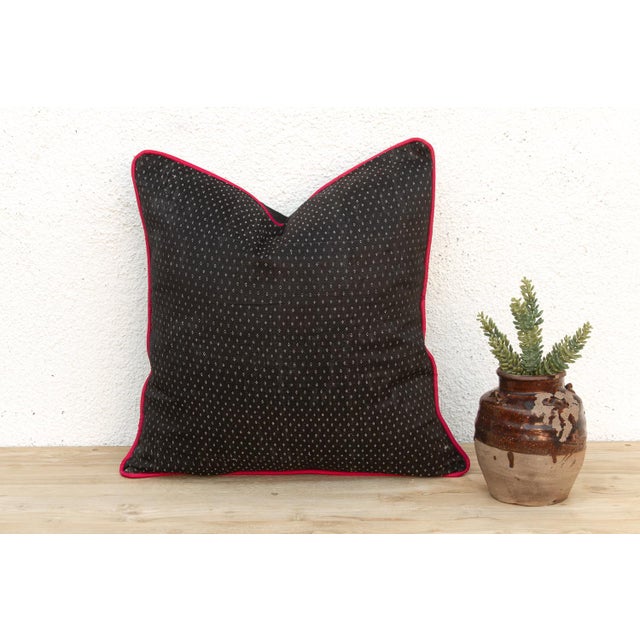 Ratri Black Dotted Ahir Handloom Pillow For Sale In Los Angeles - Image 6 of 6