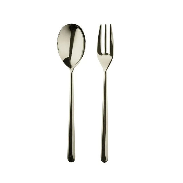 Contemporary Mepra Linea 2-Piece Serving Set (fork & Spoon), Champagne For Sale - Image 3 of 3