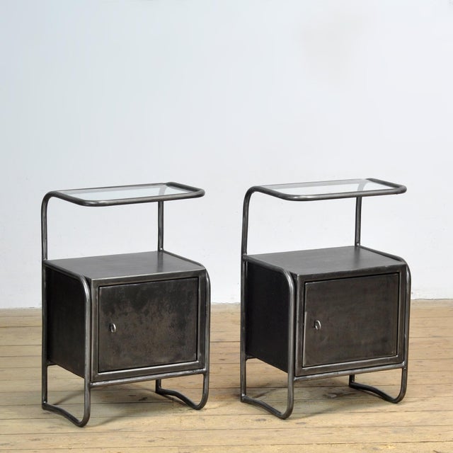 Industrial Iron Bedside Tables, 1950s, Set of 2 For Sale - Image 3 of 11
