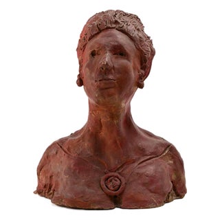Sirio Pellegrini, Modern Terracotta Sculpture Portrait, 1960s, Terracotta For Sale