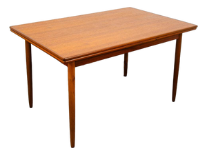 Mid Century Danish Modern Dining Table Denmark Teak Wood Extension Draw Leaf