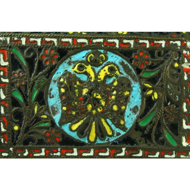 Traditional 1800's Greek Celled Constantinople Patriarchate Enamel Bronze Box For Sale - Image 3 of 13