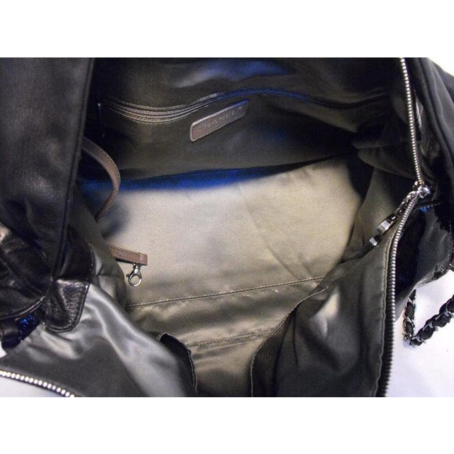 Black Chanel Black Checkered Leather Shoulder Bag Shopper Tote For Sale - Image 8 of 10