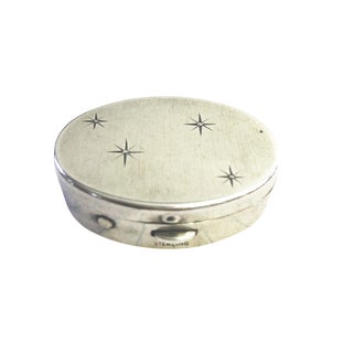 Old Sterling Silver Pill Snuff Vanity Box For Sale