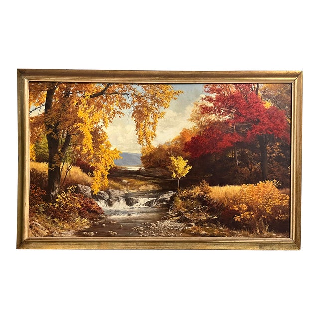 Large Original American Impressionist Oil Painting of a Fall Landscape by Robert Doares For Sale