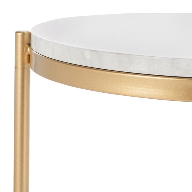 Spritely Home Dove End Table in Gold with White Faux Marble For Sale - Image 4 of 8