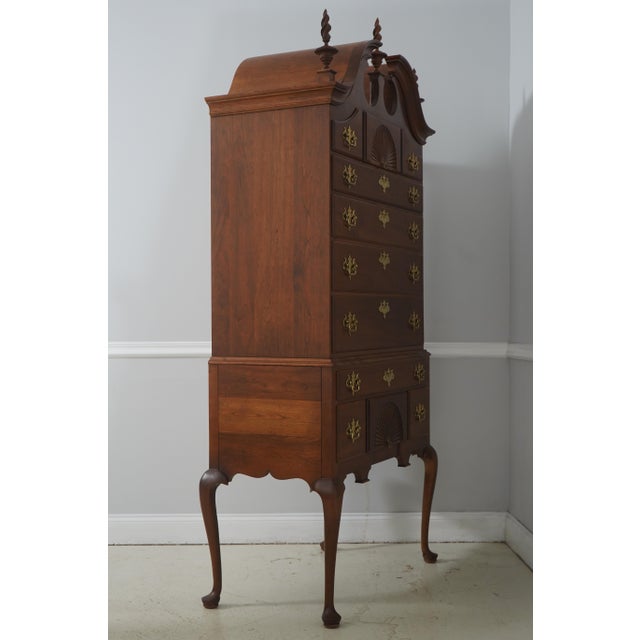 Age: C.1998 Details: Solid Cherry Spiral Twist Finials High Quality Construction Pediment Top w. Finial Queen Anne Legs &...